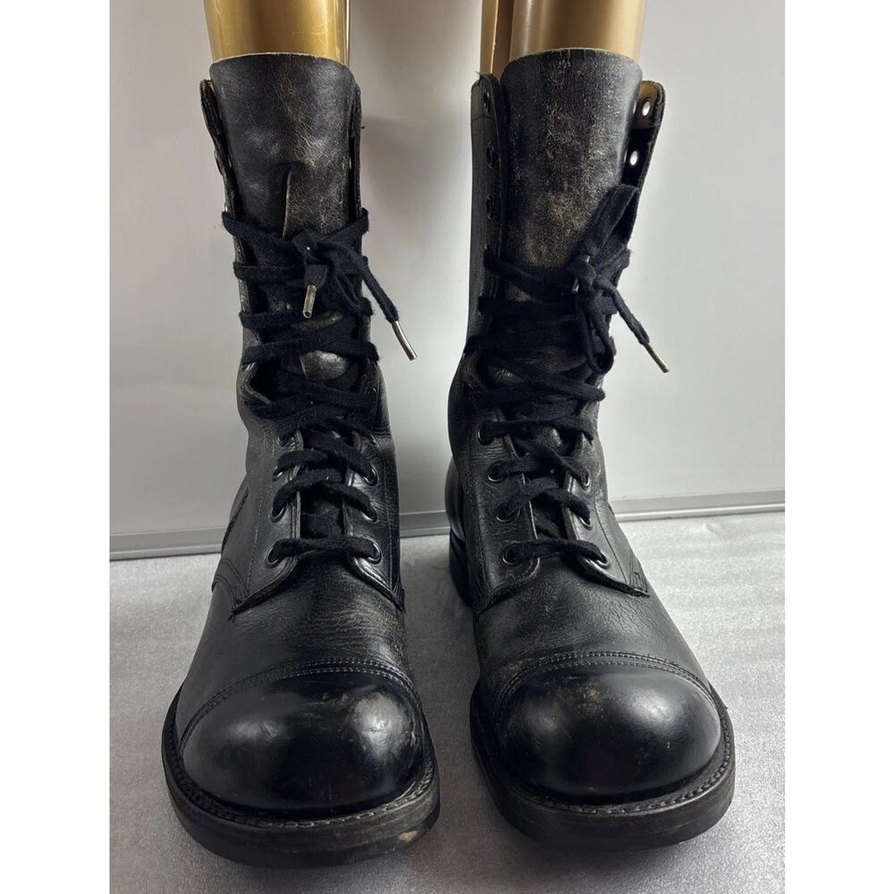 BFG BF GOODRICH MILITARY COMBAT BOOTS BLACK DistressedLEATHER 1950'S SIZE 10.5 R